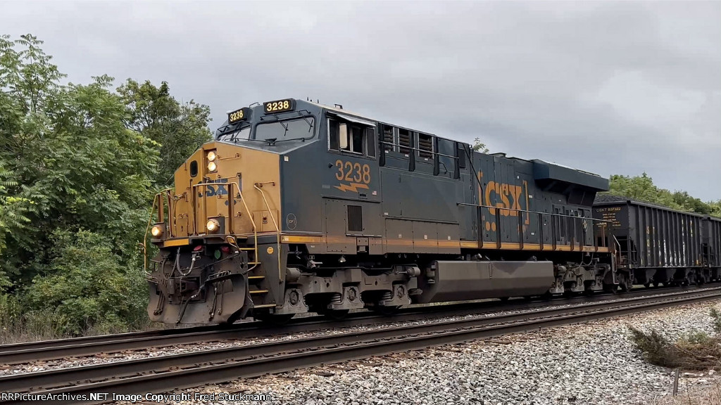 CSX 3238 leads coal east.